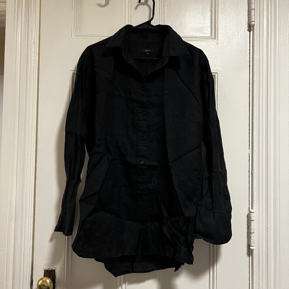 Quince European Linen Long Sleeve Oversized Shirt
